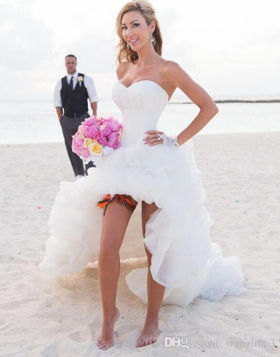Discount High Low Beach Wedding Dresses Summer Sweetheart Neckline