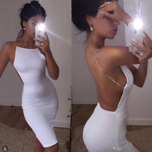 white backless bodycon dress