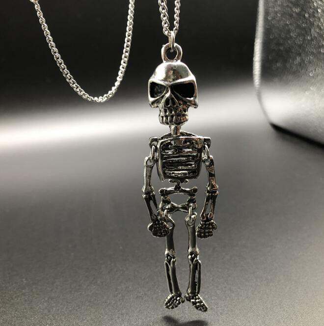 2019new Gothic Bone Alien Skeleton Necklace Vintage Silver Steam Robot Charm Statement Necklaces Pendants Choker Punk Women Jewelry Souvenir