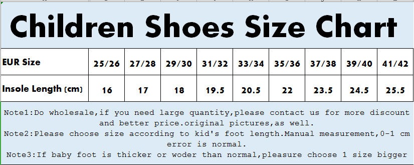 Slipper Size Chart