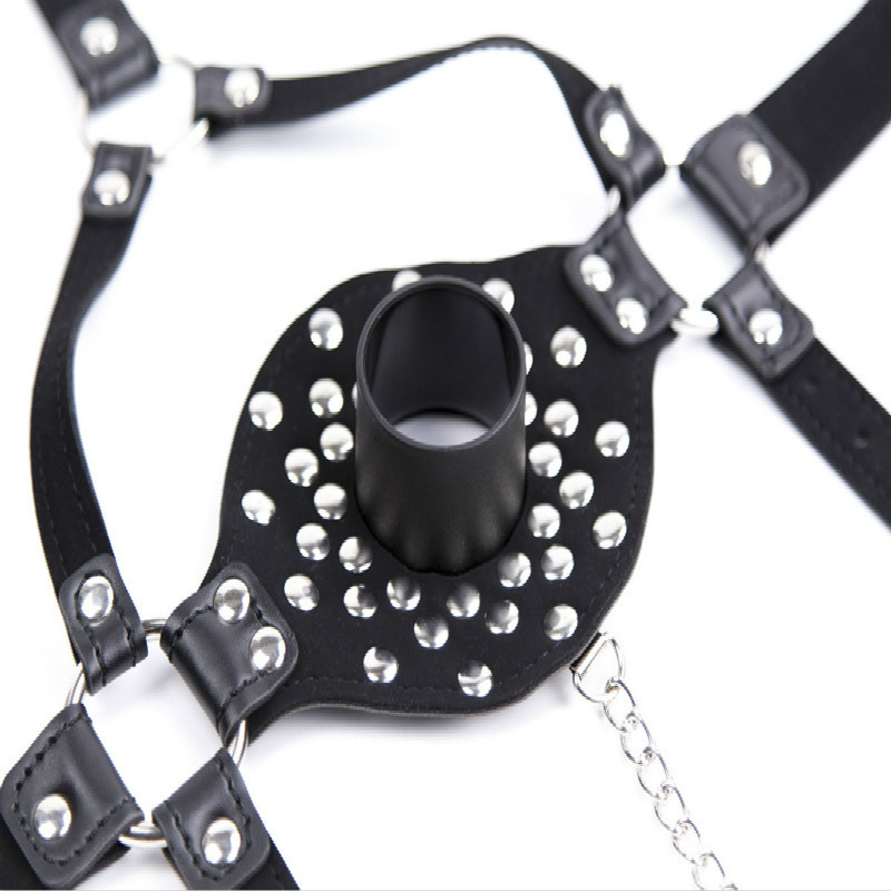 Popular Bdsm Mouth Gags Device Bondage Head Harness Ring Gag With Cover 