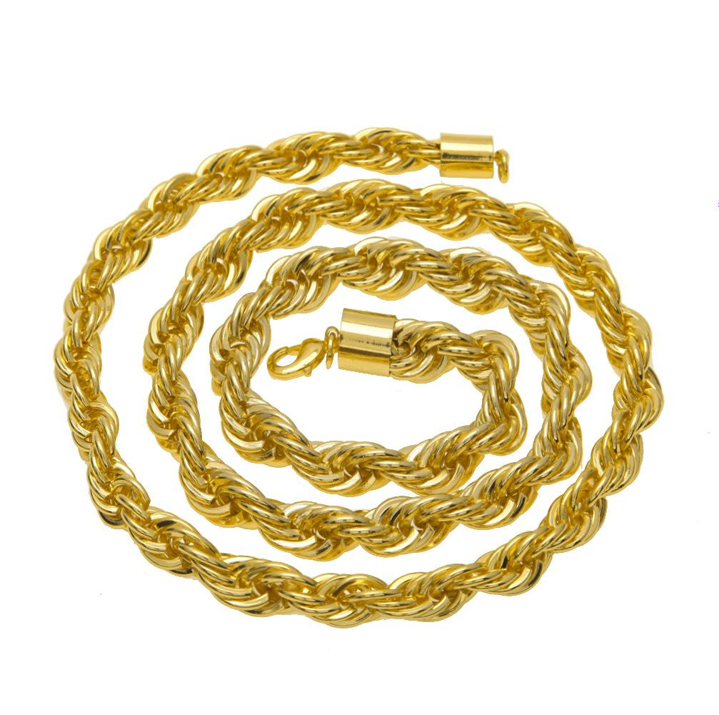 2020 10mm Thick 76cm Long Rope Twisted Chain 24K Gold Plated Hip Hop ...