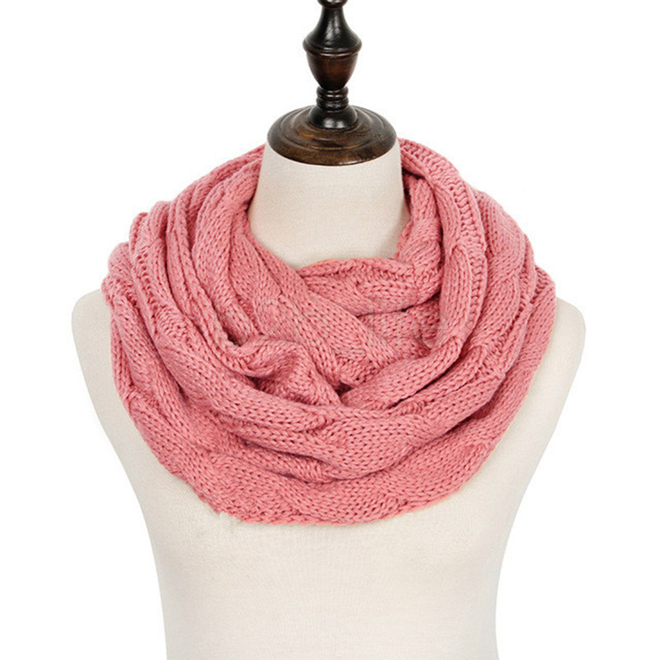 Knit Circle Loop Scarf With Logo Crochet Neck Ring Scarf Women Winter ...