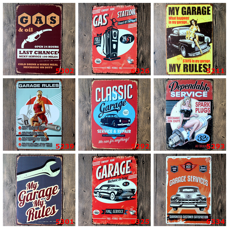 20*30cm Vintage Metal Tin Signs 39styles Wall Decor Autos Cars Iron 