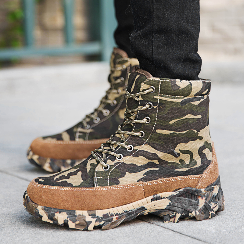 Men�S Camo Hunting Boots High Top Woollen Lined Outdoor