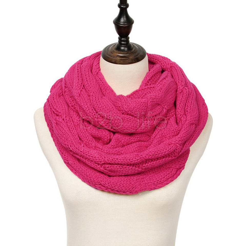 Knit Circle Loop Scarf With Logo Crochet Neck Ring Scarf Women Winter ...