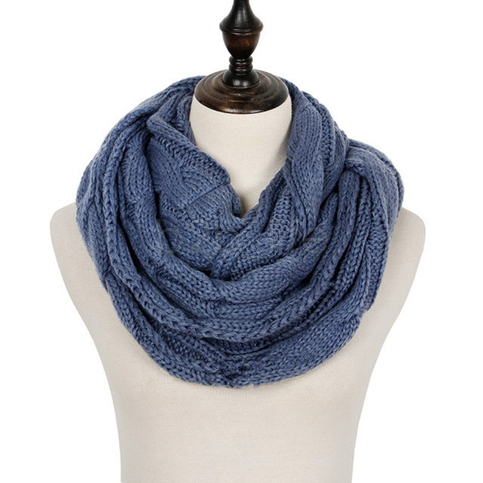 Knit Circle Loop Scarf With Logo Crochet Neck Ring Scarf Women Winter ...